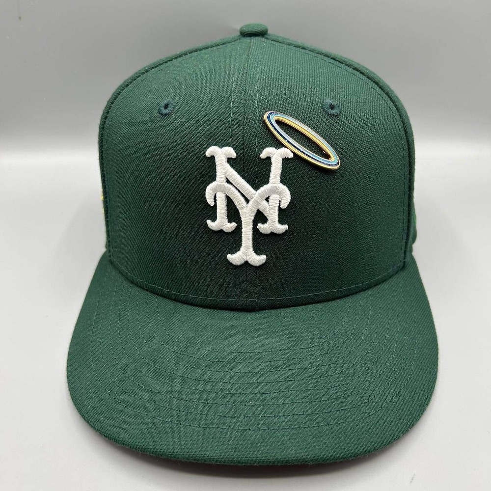 New York Mets Hat Men 7‎ 1/2 Green Pink Embroidered 59Fifty New Era Fitted Cap